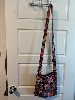Vera Bradley Quilted Floral Crossbody - Black & Pink